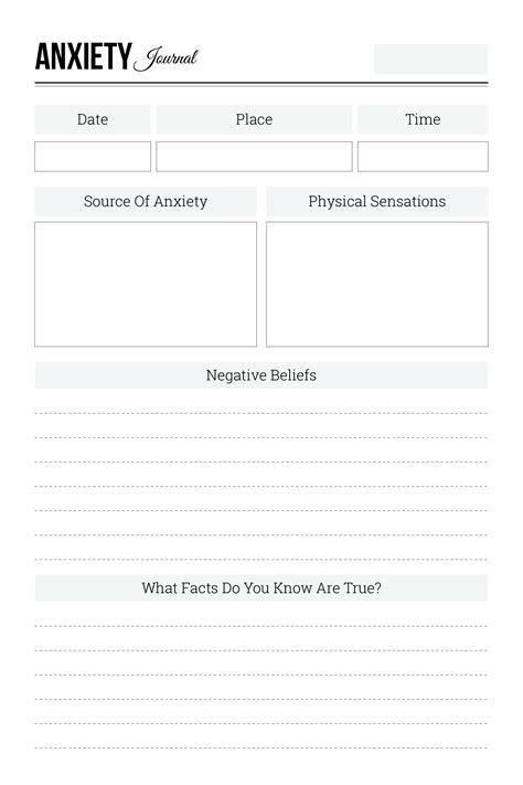 Printable Anxiety Journal Template